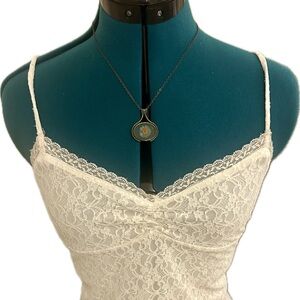 Teal dried Daisy necklace